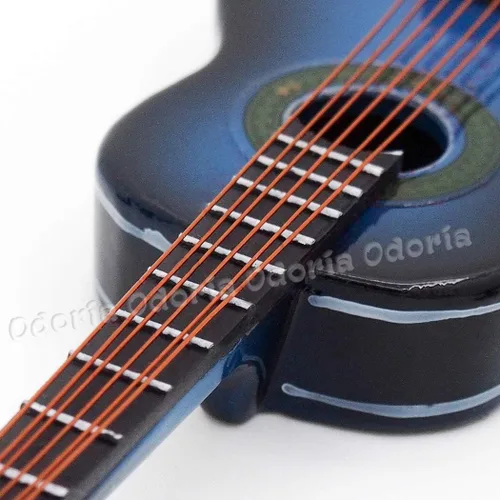 Vista 4 de Odoria 1/12 Guitarra Miniatura Casa de Muñecas Instrumentos Musicales Accesorios, Azul