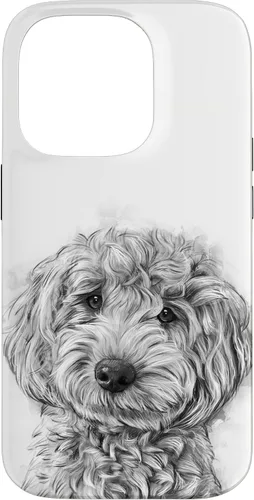 Vista 17 de iPhone 12/12 Pro Golden Doodle Retrato lindo perro ilustración caso de regalo