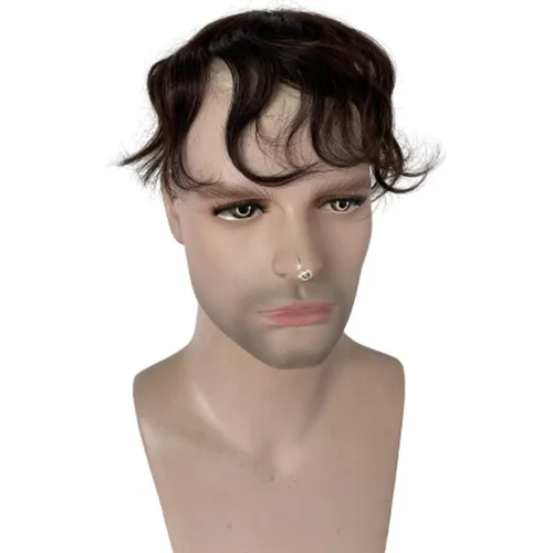 Vista 2 de Voloria Parche para el cabello calvo para hombres, 3.15 x 3.15 pulgadas, sistema de reemplazo de cobertura completa de piel de poliuretano
