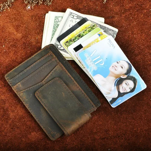 Vista 7 de Le'aokuu - Funda de piel RFID con cierre de bolsillo frontal, diseño minimalista