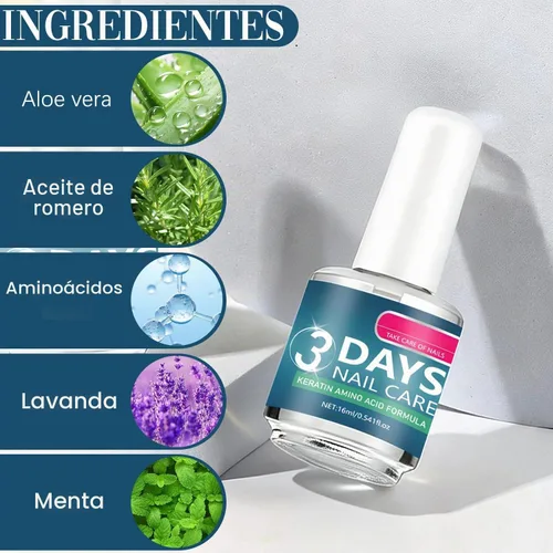 Vista 4 de 3 días de cuidado de uñas - Queratina aminoácido cuidado de uñas, fortalecimiento e hidratación, para uñas secas, débiles y frágiles, 0.5 fl oz/0.56