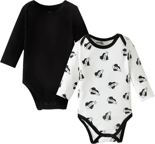Vista 14 de DEFAHN Viscose from Bamboo Baby Bodysuits 2 Pack, Baby Onsies 0-24M Negro
