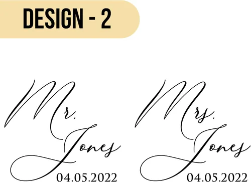 Vista 2 de Copas de champán personalizadas para bodas para novia y novio - Juego de 2, 7 oz, 2 diseños - Copas de champán Mr and Mrs para compromiso con tu