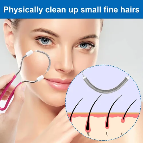 Vista 6 de 2 unidades de removedor de vello facial manual, depiladora de resorte facial de acero inoxidable con asa, herramienta de eliminación de vello facial