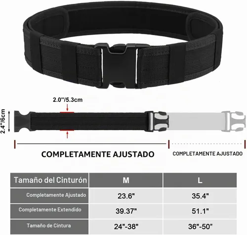 Vista 3 de AGPTEK Cinturón táctico de combate de nylon para seguridad policial (negro)