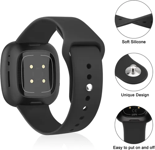 Vista 2 de Correa compatible con Fitbit Sense 2 / Sense Bands, Fitbit Versa 4 / Versa 3 bandas para mujeres y hombres, correa de repuesto de silicona suave