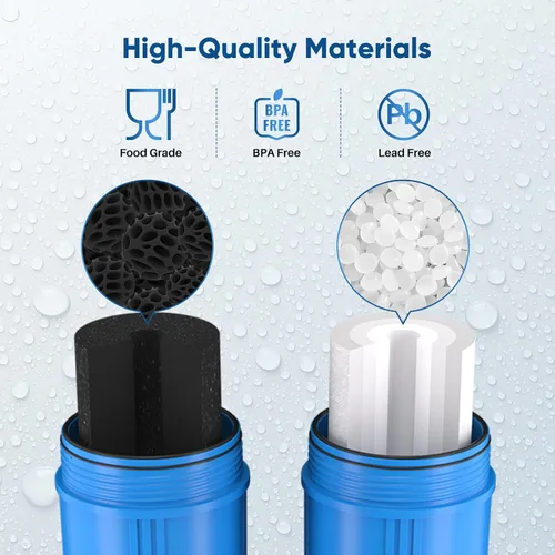 Vista 5 de PUREPLUS Kit de cartuchos de filtro de agua para toda la casa de 5 micras, 50.8 cm x 11.43 cm, con filtro de sedimentos y filtro de bloque de carbón