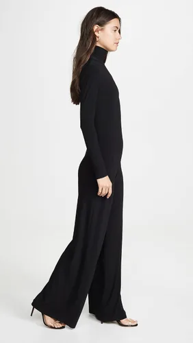 Vista 4 de Norma Kamali Mono de manga larga con cuello alto para mujer