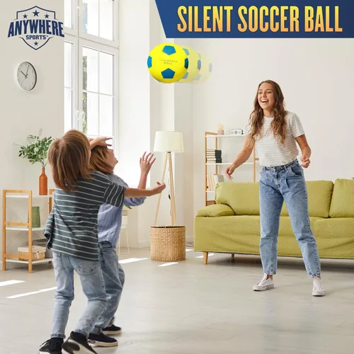 Vista 6 de Anywhere Ball, pelota de fútbol silenciosa, tamaño 8 pulgadas, espuma sin aire para entrenamiento en interiores, patadas y rebote realista, práctica