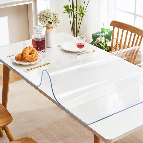 Vista 5 de Protector de PVC transparente para mesa pequeña, 12 x 12 pulgadas, varios tamaños, protector plástico para mesa rectangular, mesita de noche, tapete
