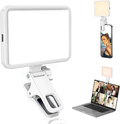 Vista 10 de Luz de Selfie Suave Recargable para Teléfono, Cámara, Portátil, Luz LED Portátil de Batería 4-14H para Fotos, Clip de Luz de Teléfono para Selfie