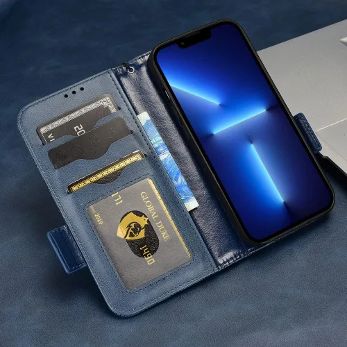 Vista 3 de Funda compatible con Xiaomi Poco X3 GT, tarjetero, compatible con Redmi Note 10 Pro (China) 5G de piel sintética con cierre magnético, color azul