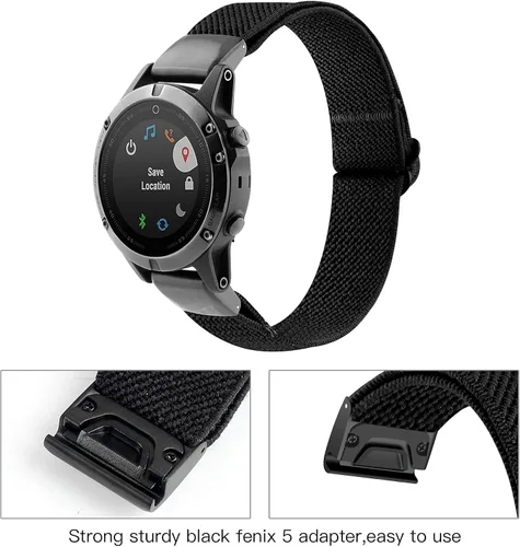 Vista 4 de Bandas elásticas de nailon ajustables compatibles con Garmin Fenix 5/Fenix 5plus/Fenix 6/Fenix 6pro/Forerunner 935, banda de repuesto transpirable
