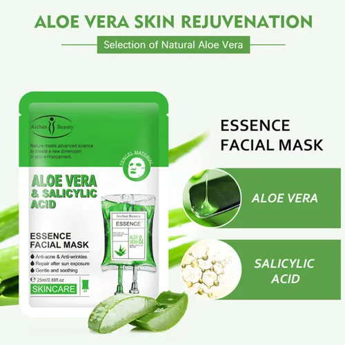 Vista 5 de AICHUN BEAUTY Essence Máscara facial Tencel material antiacné antiarrugas reparación después del sol hidratante limpieza profunda poro contractivo