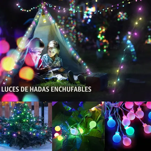 Vista 4 de Luces de Cadena LED Eoako con Enchufe USB, 19 Luces Cambiantes de Color con Control Remoto, 21.3 Pies 50 LED, Bolas de Hadas Multicolor