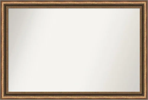 Vista 9 de Amanti Art Espejo de baño de bronce para sobre fregadero, 24 x 24 pulgadas, espejo de tocador cuadrado estrecho de bronce Manhattan, marco de madera