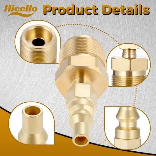 Vista 5 de 2 enchufes de conexión rápida de 1/4 pulgadas con rosca macho de 1 "-20UNEF Adaptador regulador de propano de 1 libra, conector de propano de latón