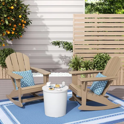 Vista 20 de Silla mecedora Malibu de poliéster para exterior/patio Adirondack, Negra