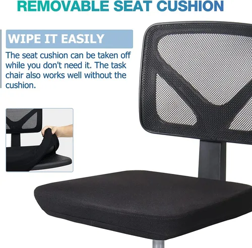 Vista 7 de AFO Silla de oficina en casa, silla de escritorio ergonómica, silla de computadora pequeña, ergonómica, ajustable, sin brazos, pequeña silla