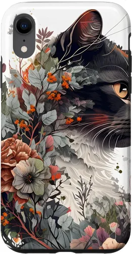 Vista 8 de Funda para iPhone 15 con diseño de gato con diseño de acuarela para jardín botánico