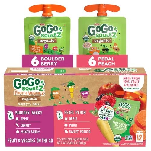 Vista 10 de GoGo squeeZ Puré de manzana orgánico y puré de fruta, manzana, 3.2 oz (paquete de 12), bocadillos de fruta orgánicos sin azúcar para niños, sin