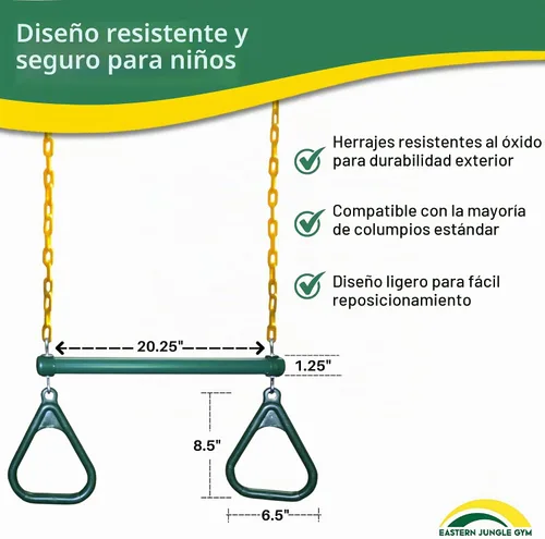 Vista 3 de Eastern Jungle Gym Combo de barra de trapecio de anillo resistente