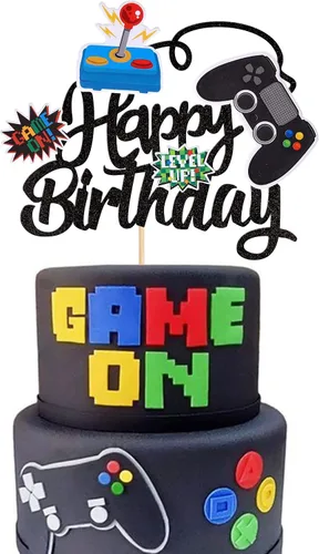 Vista 11 de 36 piezas de decoraciones para cupcakes de videojuegos ensambladas, controladores Game On, palillos para cupcakes, decoraciones de pastel GamePad