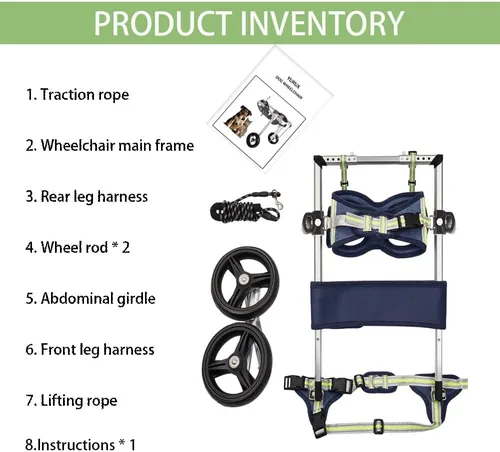 Vista 6 de Wheels - Silla de ruedas para perro, silla de ruedas para patas traseras, carrito ajustable para perro, sillas de ruedas para mascotas/perros