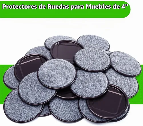 Vista 9 de Copas para ruedas de muebles de 4 pulgadas redondas para base de alfombra, deslizadores de muebles reutilizables para pisos de madera dura