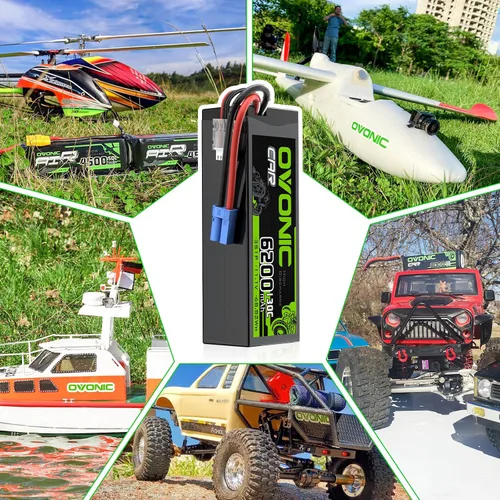 Vista 5 de OVONIC 3S LiPo Batería 6200mAh 11.1V 130C RC Batería con EC5 Conector