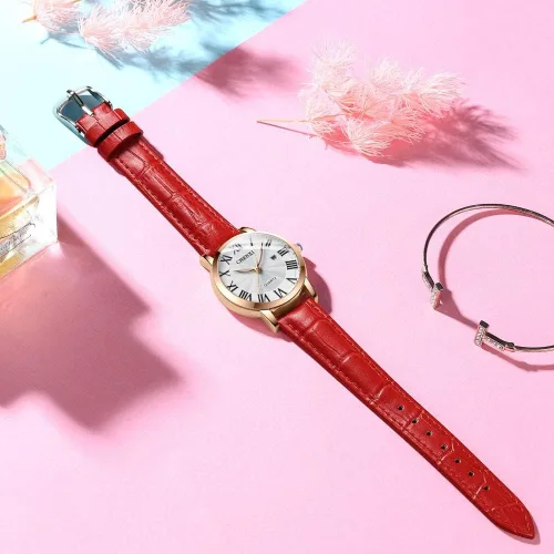 Vista 3 de Tiong Reloj casual de las señoras de la moda, reloj impermeable del cuarzo de la correa de cuero
