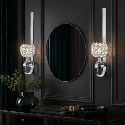 Vista 8 de Crystal Candle Sconces for Wall Metal Candle Holders for Wall Home Décor