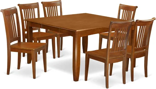 Vista 9 de East West Furniture PFPO5-SBR-C - Juego de mesa de cocina de 5 piezas para 4 personas, incluye una mesa de comedor cuadrada con hojas de mariposa