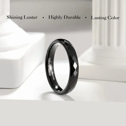Vista 3 de King Will Anillo de boda de carburo de tungsteno para hombres y mujeres, anillo de promesa para pareja de 0.079 pulgadas, 0.176 pulgadas