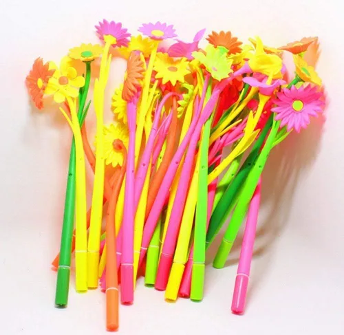 Vista 2 de Bolígrafo de bola de gel de hoja de flor kawaii, lindo y colorido de moda, suministros escolares, artículos de papelería (6 unidades)