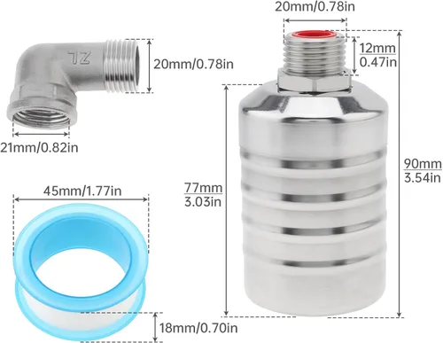 Vista 2 de Válvula de flotador 1/2 pulgada a 3/4 pulgadas NPT Auto Apagado Válvula