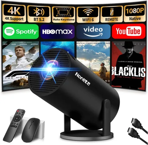 Vista 13 de [Proyector 2026 actualizado] Mini proyector compatible con 4K 1080P Keystone automático 270° giratorio con WiFi 6 y Bluetooth 5.2 proyector portátil