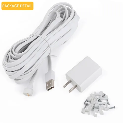Vista 7 de iTODOS Cable de carga resistente a la intemperie de 10 pies/3m para Google Nest Cam al aire libre o interior, batería - Cable de alimentación