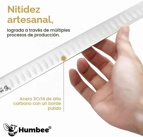 Vista 3 de Juego de cuchillo de trinchar de 10 pulgadas y tenedor de 9 pulgadas, hoja de acero inoxidable afilada con mango de agarre de espiga completa, borde