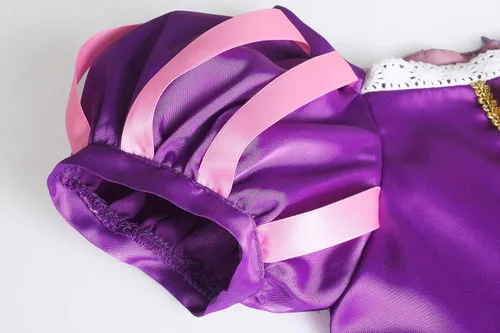 Vista 5 de ReliBeauty - Disfraz de vestido de princesa con mangas abullonadas para niñas., Morado_1(con accesorios)