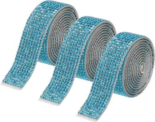 Vista 35 de MECCANIXITY 3 rollos de cinta de diamantes de imitación autoadhesiva de 3 yardas y 0.315 in para proyectos de artes y manualidades, pasteles de Beige
