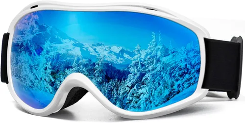Vista 14 de FMY Gafas de esquí y snowboard OTG, protección UV400, anti niebla, gafas de esquí para motos de nieve para hombres, mujeres y jóvenes
