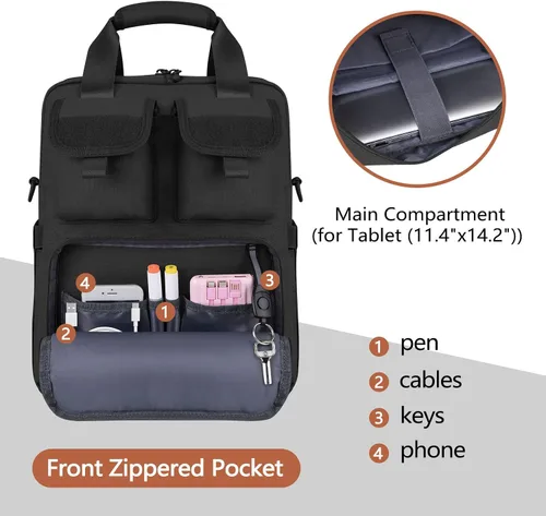 Vista 4 de ArcEnCiel - Bolso bandolera táctico para portátil de 12.9-14.2 pulgadas para hombre, mochila MOLLE, maletín, equipo, bolsos utilitarios, cartera
