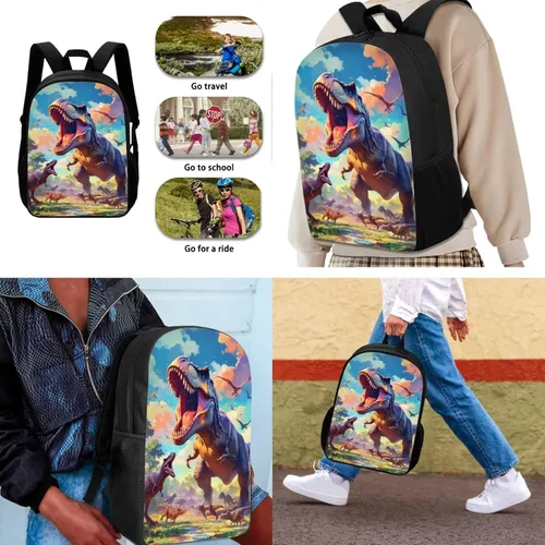 Vista 161 de HUGS IDEA Juego de 3 bolsas escolares con aislamiento térmico para el almuerzo, estuche para lápices
