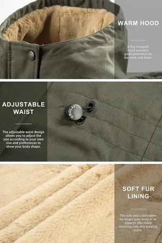Vista 5 de Orolay Parka Abrigo de invierno con forro polar grueso para mujer con bolsillos