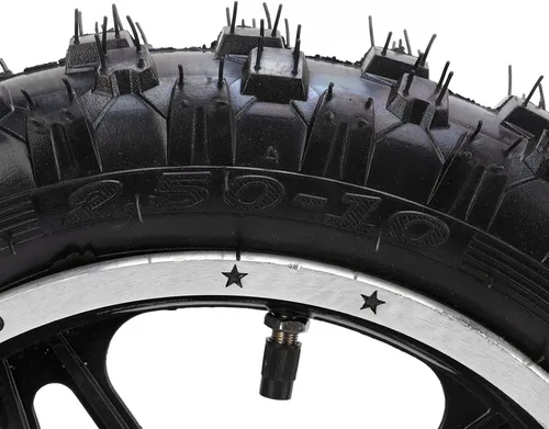 Vista 4 de Rueda de freno de disco para neumáticos traseros, rueda trasera de metal de goma 2.5‑10 con rueda dentada de disco y conjunto de neumáticos