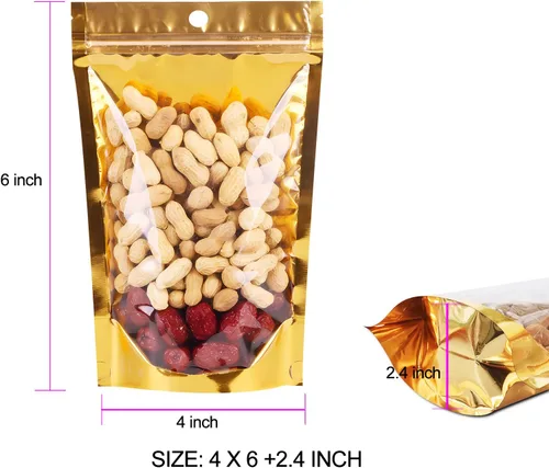 Vista 4 de Paquete de 100 bolsas a prueba de olores con ventana frontal transparente, 4 x 6 pulgadas, bolsas resellables de almacenamiento de alimentos, bolsas