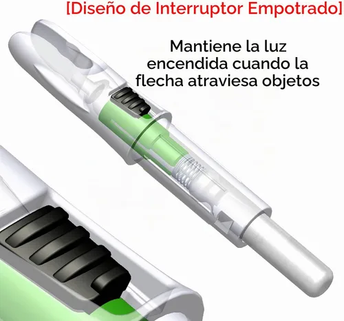 Vista 5 de CosiComu 6 piezas de culatines iluminados para flechas con diámetro interior de .246/.244/.233/.204/.165 pulgadas con interruptor de Verde