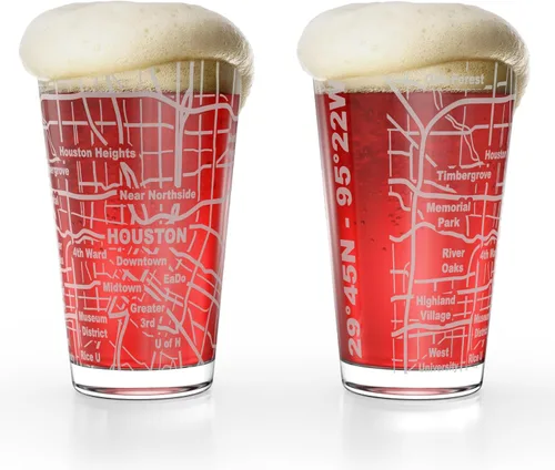 Vista 14 de Greenline Goods Boston, MA Map - Vasos de cerveza (juego de 2), 16 onzas - Diseño de envoltura grabada