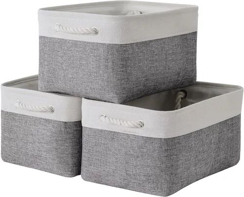 Vista 99 de TheWarmHome Contenedores de almacenamiento para estantes, tamaño mediano, 3 unidades, 13.8 pulgadas de largo x 9.8 pulgadas de ancho x 6.7 pulgadas